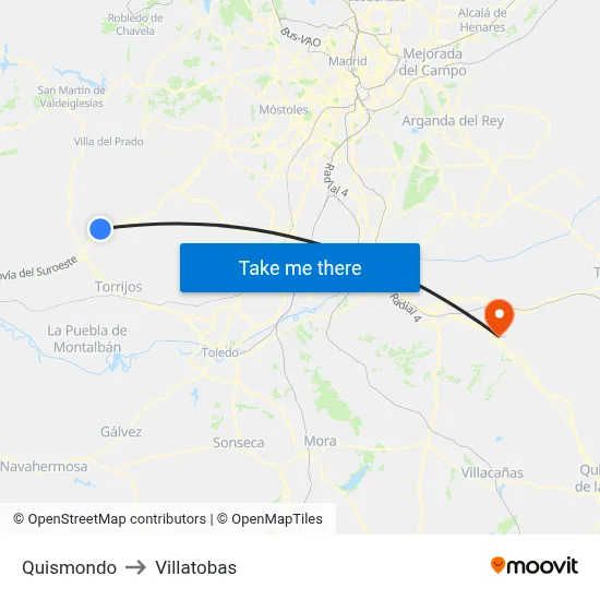 Quismondo to Villatobas map