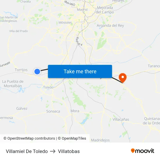 Villamiel De Toledo to Villatobas map