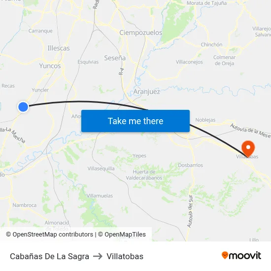 Cabañas De La Sagra to Villatobas map