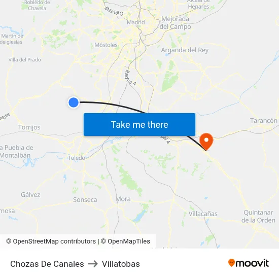 Chozas De Canales to Villatobas map
