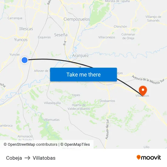 Cobeja to Villatobas map