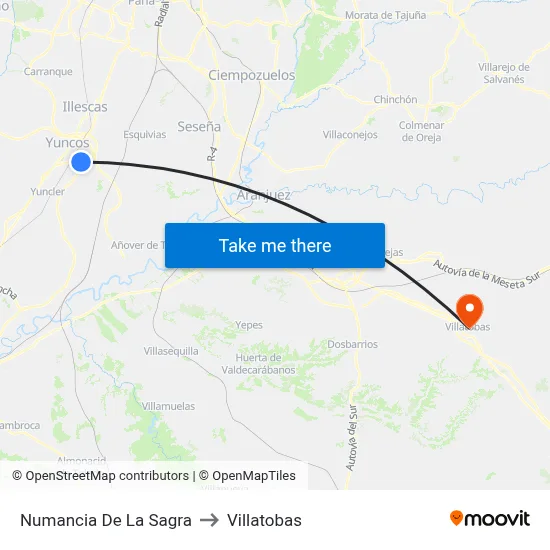 Numancia De La Sagra to Villatobas map