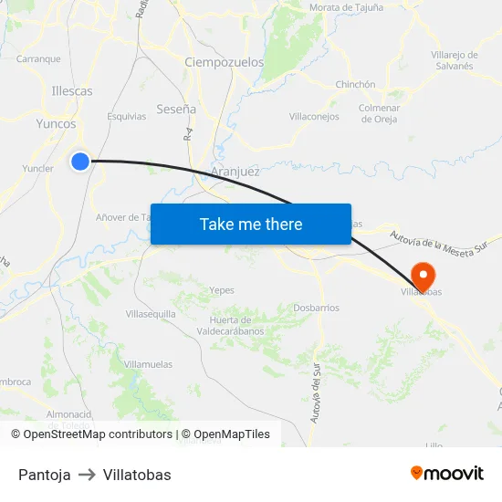 Pantoja to Villatobas map