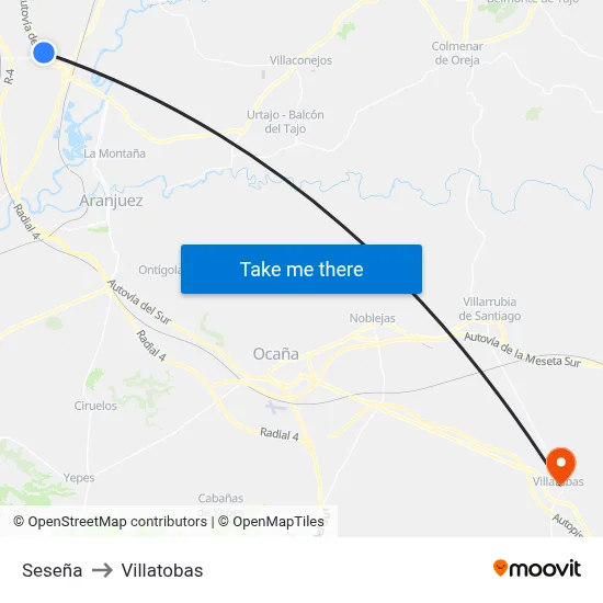 Seseña to Villatobas map