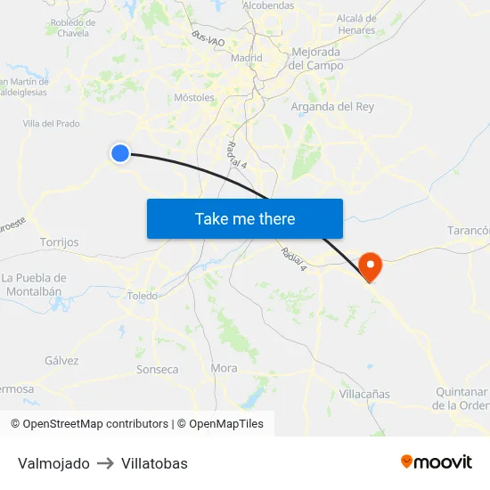 Valmojado to Villatobas map