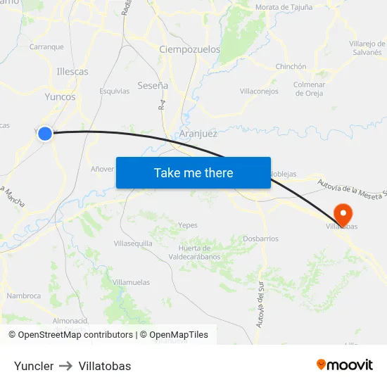 Yuncler to Villatobas map