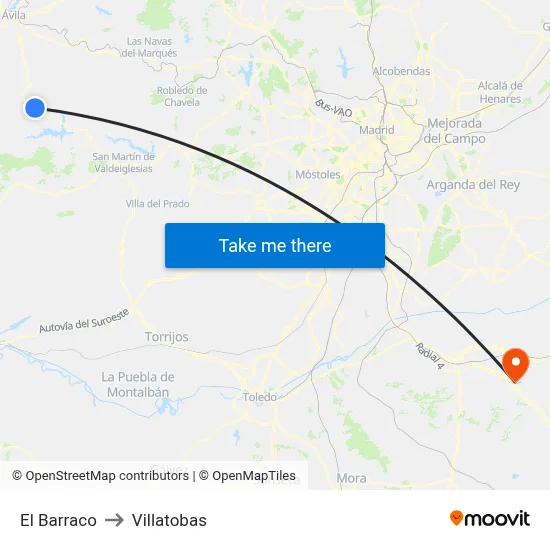 El Barraco to Villatobas map