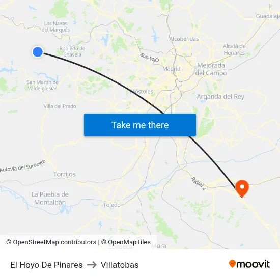 El Hoyo De Pinares to Villatobas map
