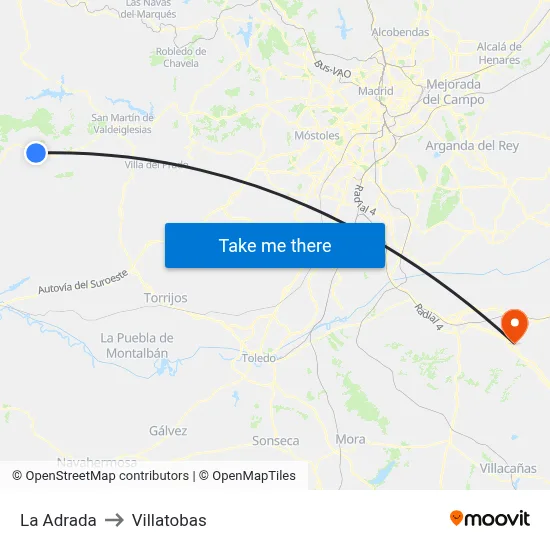 La Adrada to Villatobas map