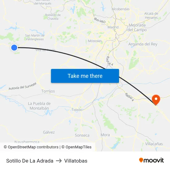 Sotillo De La Adrada to Villatobas map