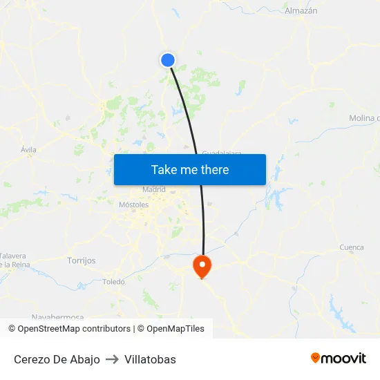 Cerezo De Abajo to Villatobas map