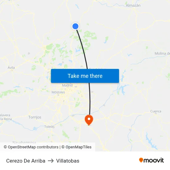 Cerezo De Arriba to Villatobas map