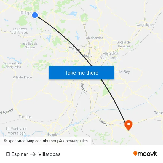 El Espinar to Villatobas map