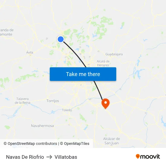 Navas De Riofrío to Villatobas map