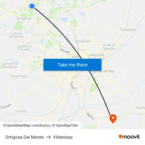 Ortigosa Del Monte to Villatobas map