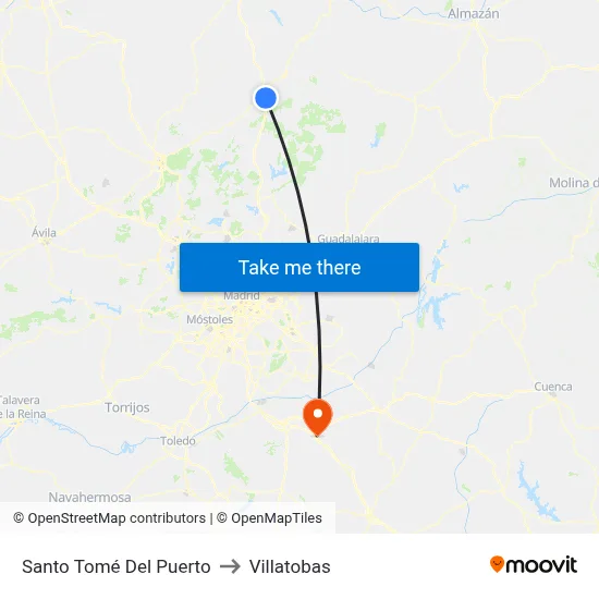 Santo Tomé Del Puerto to Villatobas map