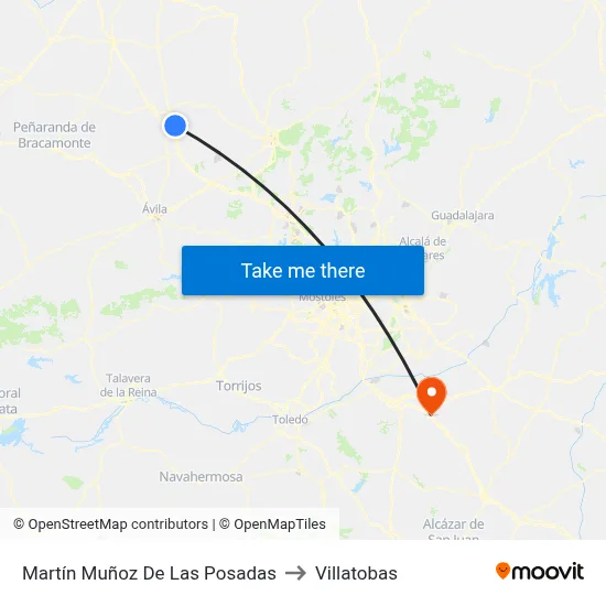 Martín Muñoz De Las Posadas to Villatobas map