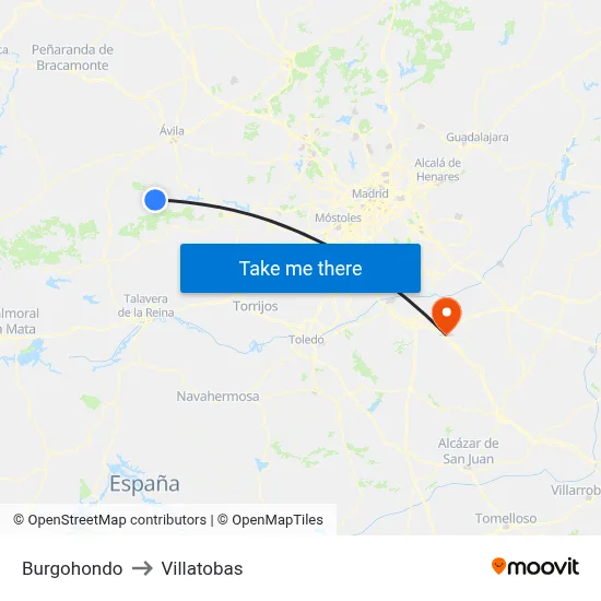 Burgohondo to Villatobas map