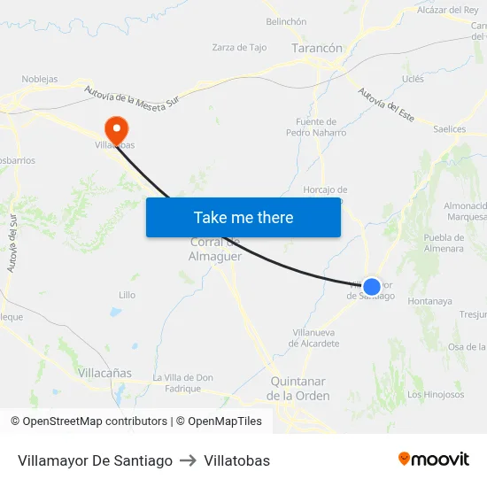 Villamayor De Santiago to Villatobas map