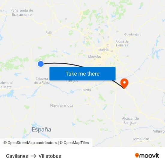 Gavilanes to Villatobas map