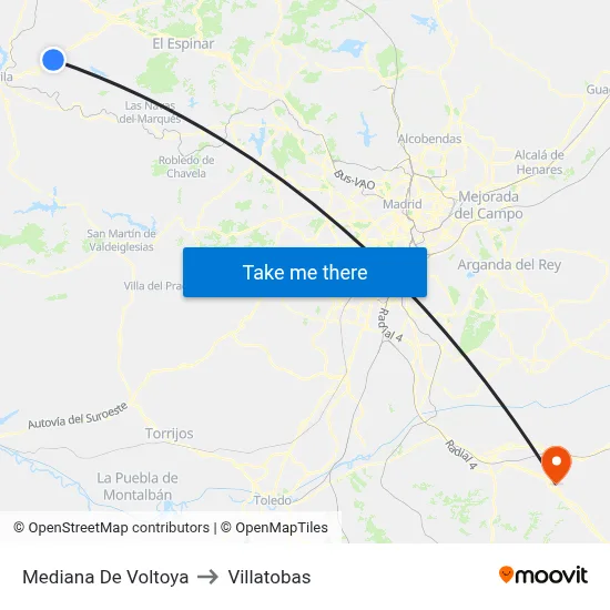 Mediana De Voltoya to Villatobas map