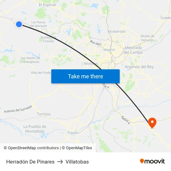 Herradón De Pinares to Villatobas map