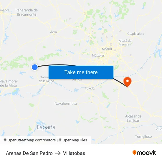 Arenas De San Pedro to Villatobas map