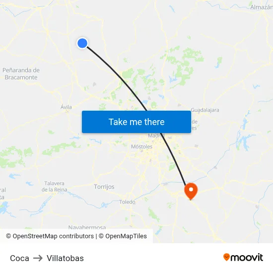Coca to Villatobas map