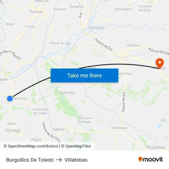 Burguillos De Toledo to Villatobas map