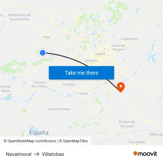 Navalmoral to Villatobas map