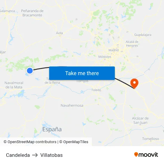 Candeleda to Villatobas map