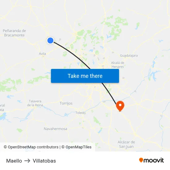Maello to Villatobas map