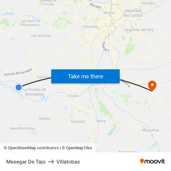 Mesegar De Tajo to Villatobas map