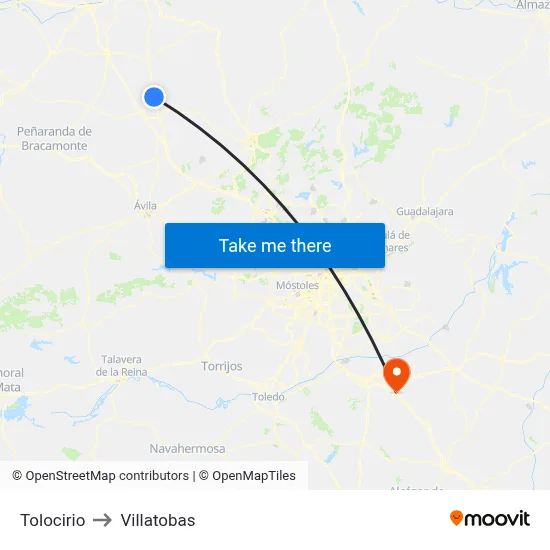 Tolocirio to Villatobas map