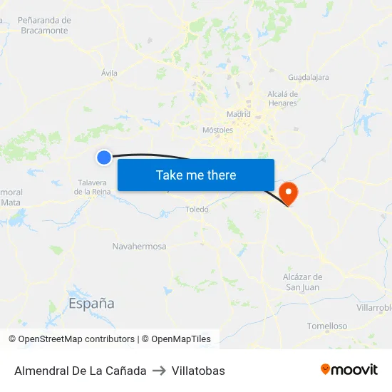 Almendral De La Cañada to Villatobas map