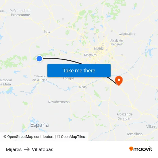 Mijares to Villatobas map