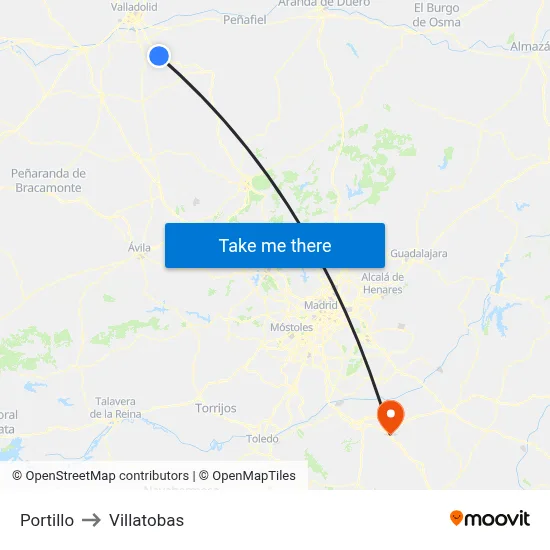 Portillo to Villatobas map