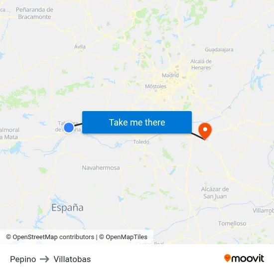Pepino to Villatobas map