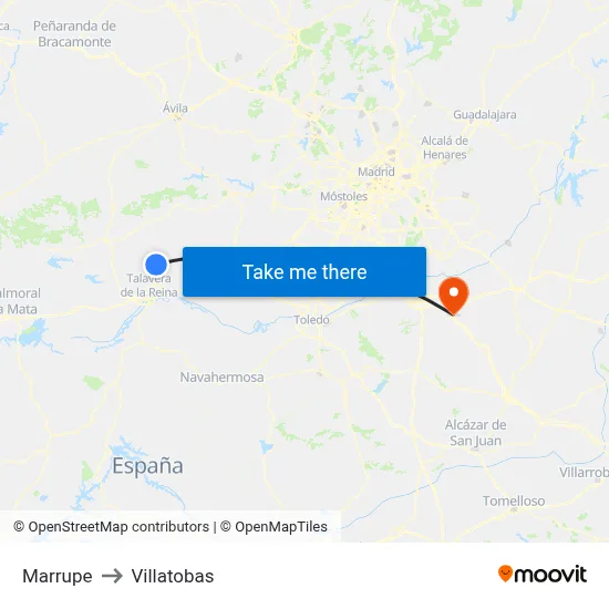 Marrupe to Villatobas map