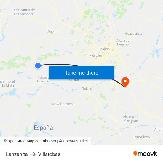 Lanzahíta to Villatobas map