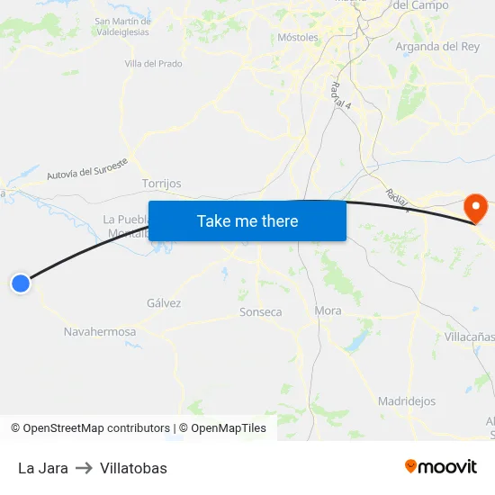La Jara to Villatobas map