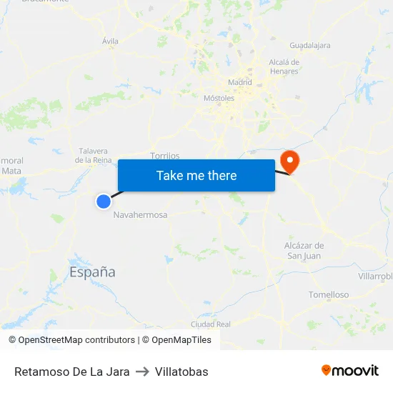 Retamoso De La Jara to Villatobas map