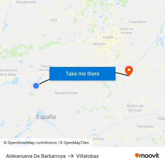 Aldeanueva De Barbarroya to Villatobas map