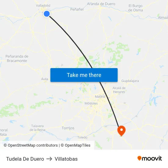 Tudela De Duero to Villatobas map