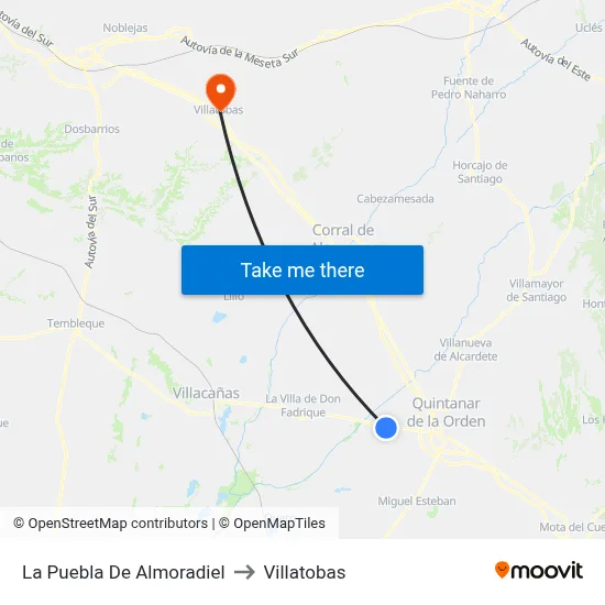 La Puebla De Almoradiel to Villatobas map