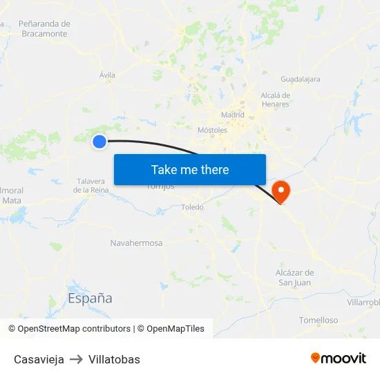 Casavieja to Villatobas map