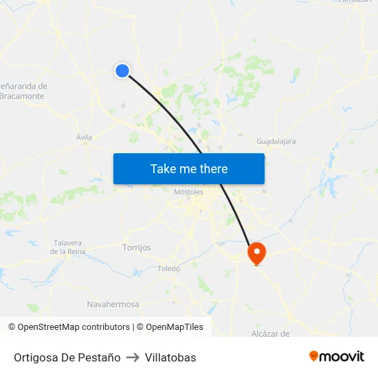 Ortigosa De Pestaño to Villatobas map