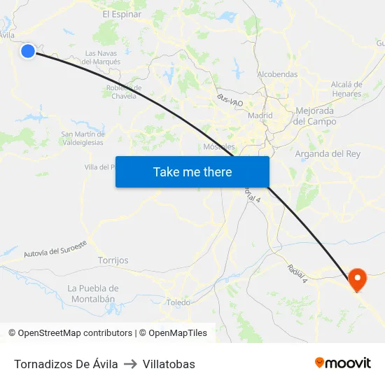 Tornadizos De Ávila to Villatobas map