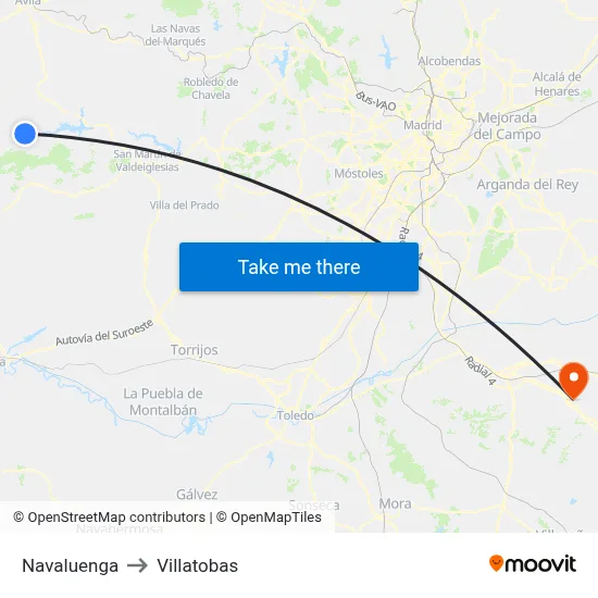 Navaluenga to Villatobas map
