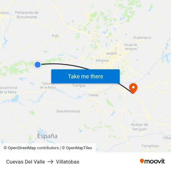 Cuevas Del Valle to Villatobas map